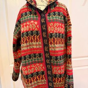 Boho Tapestry Knit Hooded Cardigan-stunning pattern!